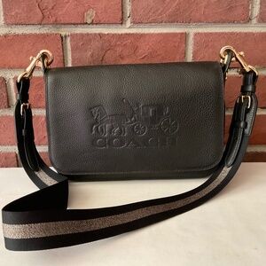 Coach JES Black Leather Messenger Crossbody Bag